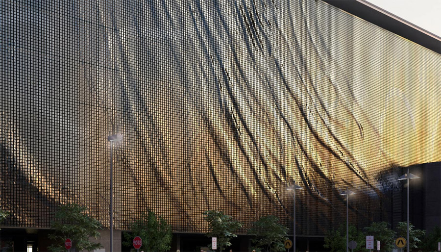 Фасад автостоянки аэропорта Брисбена - пример динамичного арт-объекта