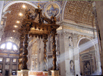 Внутреннее убранство базилики Святого Петра - алтарь с балдахином, Рим, Италия, Джованни Лоренцо Бернини