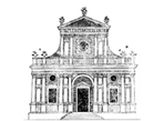 Себастьяно Серлио. Рисунок церковного фасада. 1537 г. 