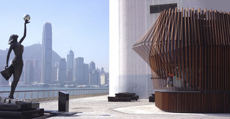 Торговый киоск Harbour с инновационным фасадом - первая кинетическая постройка в Гонконге